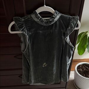 LOFT Dark Gray Ruffle Blouse